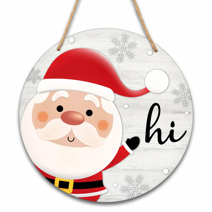 Santa Welcome Sign 8" Round Wood Hanging Plaque Christmas Decor A10 by Deal US