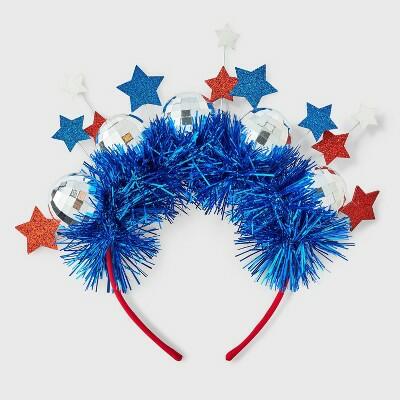 Americana Star Disco Ball Tinsel Headband Red White Blue by Deal US