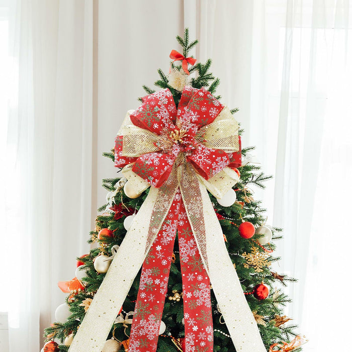 Filltown Christmas Tree Topper Bow 53x13 Inch Grey Silver Xmas Decor by Deal US