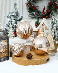 Jumbo Mercury Rose Gold Christmas Ornaments 6" Shatterproof Set of 2 by Deal US