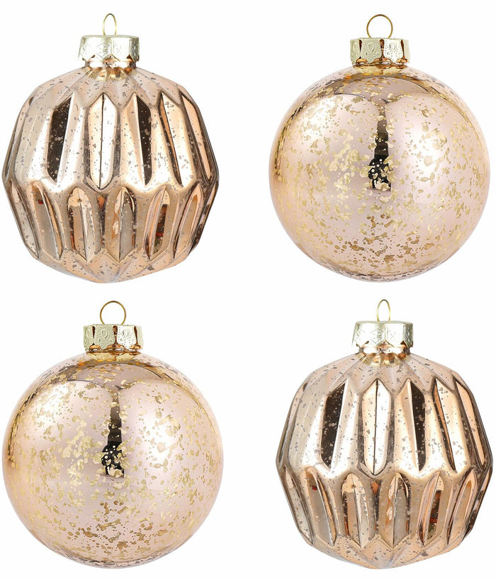 Jumbo Mercury Rose Gold Christmas Ornaments 6" Shatterproof Set of 2 by Deal US