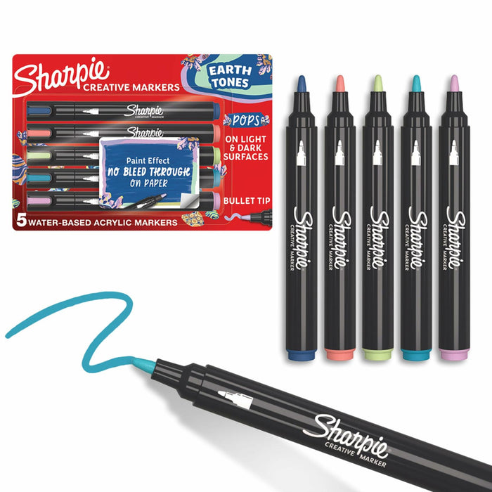 Sharpie Creative Markers Water-Based Bullet Tip Earth Tones Glowing Tropics 5ct by Deal US