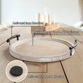 Round Wood Tray with Wood Bead Garland 13" Decorative Tray with Handles by Deal US