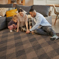 YIHOUSE Checkered Jute Rug 8x10 Brown Black Non Slip Indoor Outdoor by Deal US