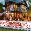 DENNSHH Happy Halloween Outdoor Banner 120x20 White Polyester Yard Sign by Deal US
