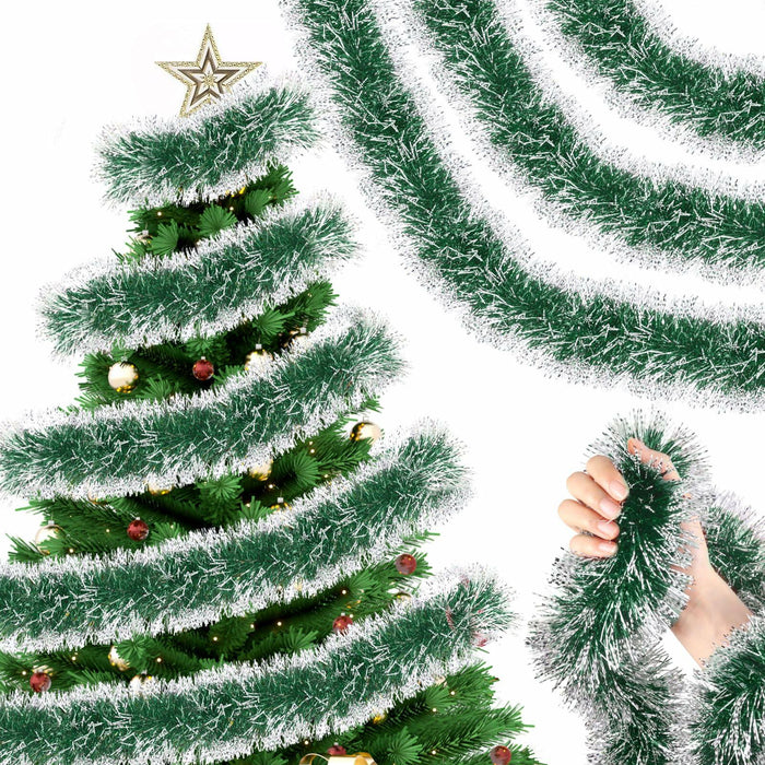 Hotop Christmas Tinsel Garland Frost Tip Metallic Streamers Green 164ft by Deal US
