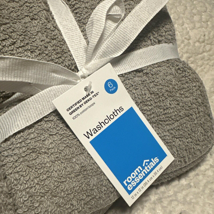 Room Essentials Washcloths Light Gray Pack 12x12 Inches 12 Count by Deal US