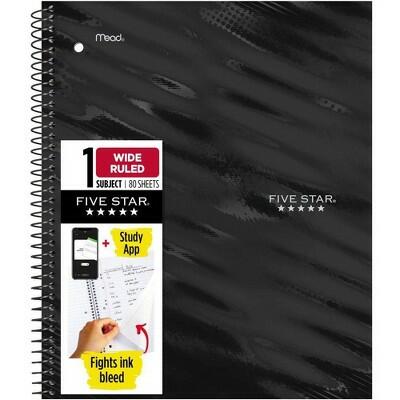 Five Star Active Subject Wide Ruled Notebook 80 Pages Black by Deal US