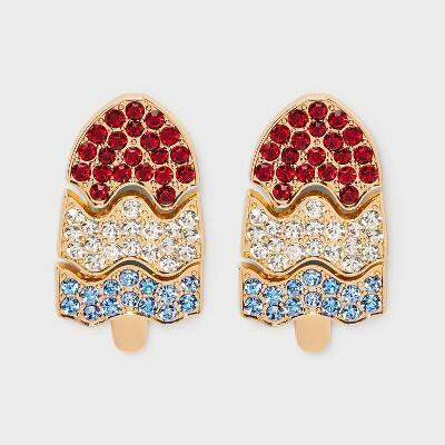Americana Popsicle Drop Earrings Red White Blue Patriotic Jewelry by Deal US