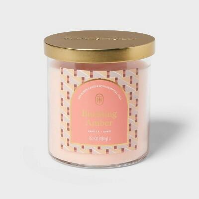 Threshold 2-Wick Glass Jar Candle with Lid Blushing Amber Pink 15.1oz by Deal US