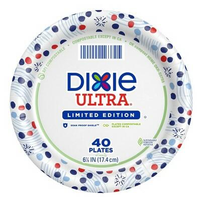 Dixie Ultra Plates 7" Americana 40ct Disposable Paper Dinnerware by Deal US