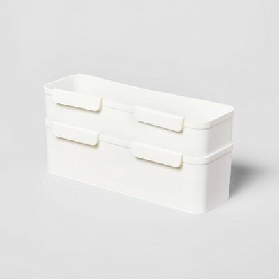 Brightroom Long Cart Divider Cups 11.22" White Set of 2 Plastic Organizer by Deal US