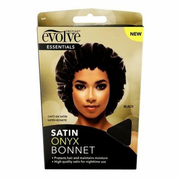 Evolve Satin Bonnet Onyx Black Satin Hair Protection Cap by Deal US