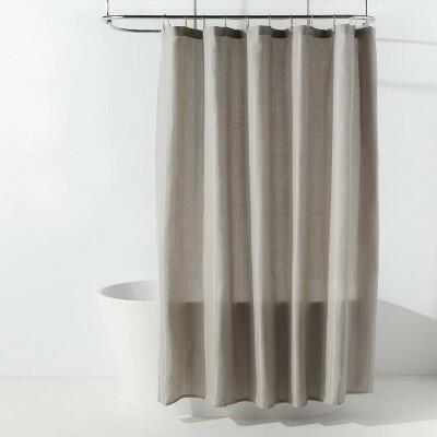 Room Essentials Herringbone Fabric Shower Curtain Gray 72x72 by Deal US