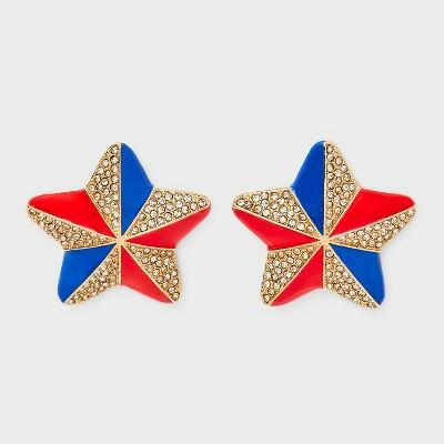 SUGARFIX by BaubleBar American Beauty Statement Earrings Red Blue Multicolor by Deal US