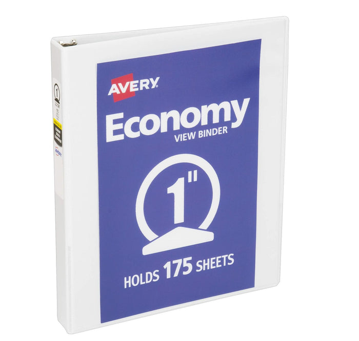 Avery Economy View 3 Ring Binder 1" Round Rings White (05760) by Deal US