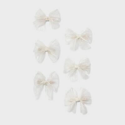 Wild Fable Sheer Hair Bow Clip Set 6pc Ivory White by Deal US