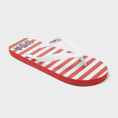 Cat & Jack Kids USA Flip Flops Red/White Classic Flag Pattern Size 6 by Deal US