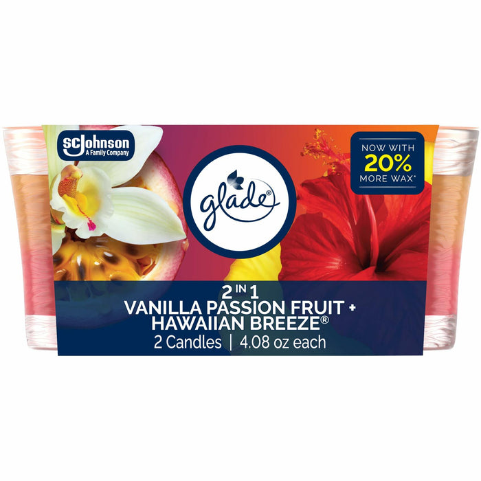 Glade 2in1 Scented Candle Jar Hawaiian Breeze & Vanilla Passion 4.08oz 2 Ct by Deal US