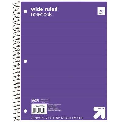 Up&up Wide Ruled 1 Subject Spiral Notebook Purple 70 Pages 3 Hole Punched by Deal US