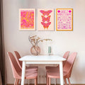 Preppy Daily Gratitude Wall Art Set of 3 Pink Orange Butterfly 12x16in by Deal US