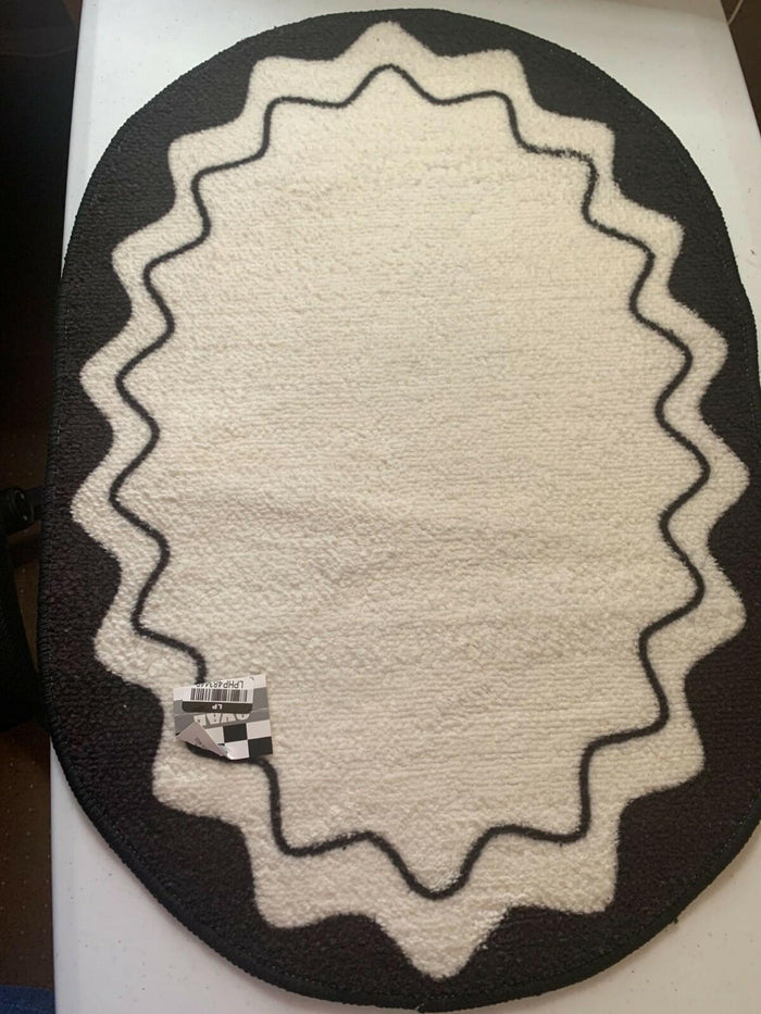 Mohawk Home Black White Oval Indoor Rug 24x36 Diamond Pattern by Deal US