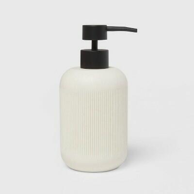 Threshold Resin Soap Pump Sand Modern White Resin Iron Soap Dispenser by Deal US