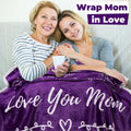 FILO ESTILO Love You Mom Sherpa Throw Blanket 60x50 Purple Violet by Deal US