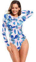 SHEKINI Women's Rash Guard One Piece Swimsuit UV Protection Deep Blue Size M by Deal US