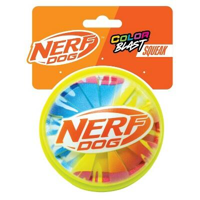 NERF TPR Color Blast Squeak and Crunch Ball Dog Toy Medium/Large Size L by Deal US