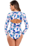 SHEKINI Women's Rash Guard One Piece Swimsuit UV Protection Deep Blue Size M by Deal US