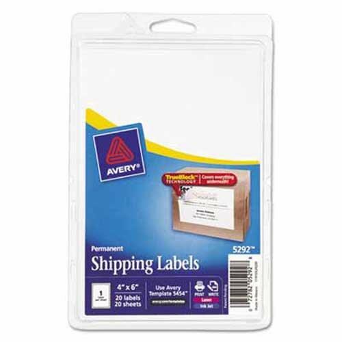 Avery Shipping Labels w/Ultrahold Ad & TrueBlock Laser/Inkjet 4 x 6 White 20Pack by Deal US