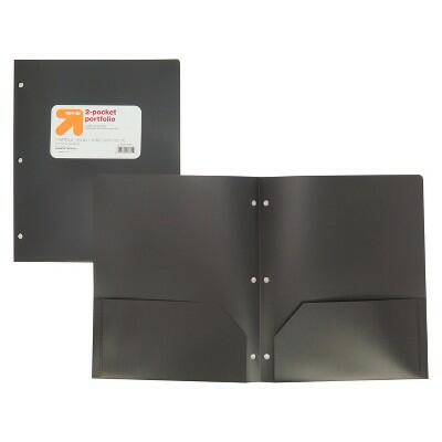 up&up 2 Pocket Plastic Folder Black Polypropylene Presentation Binder by Deal US