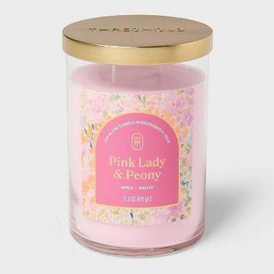 Threshold 21.5oz Glass Jar Candle Pink Lady and Peony Scented Large by Deal US