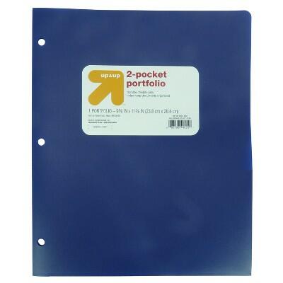 up&up 2 Pocket Plastic Folder Blue Durable Office School Supply by Deal US