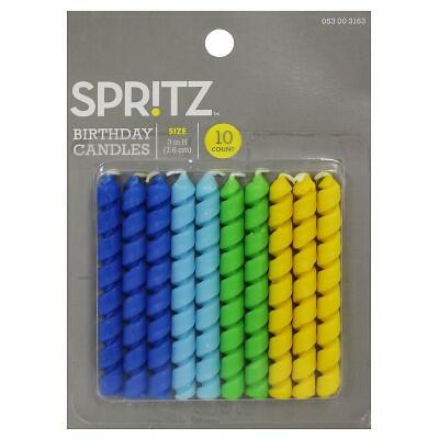 Spritz 10ct Twist Birthday Candles 3in Blue/Green Multicolor Wax by Deal US