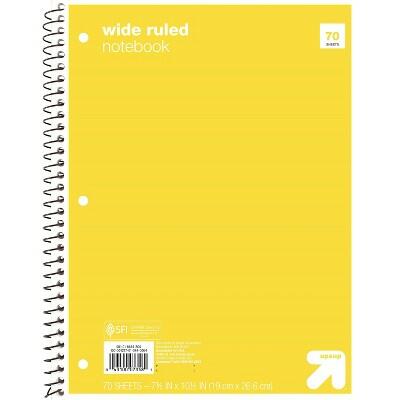 Up&up Spiral Notebook 1 Subject Wide Ruled 70 Pages 7.5x10.5 Yellow by Deal US