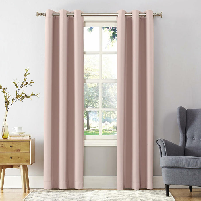 Sun Zero Easton Energy Saving Blackout Grommet Curtain Panel 40x63 Blush Pink by Deal US