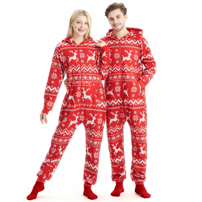 Giggling Getup Women Christmas Pajamas Hooded Nordic Print Red Size L by Deal US
