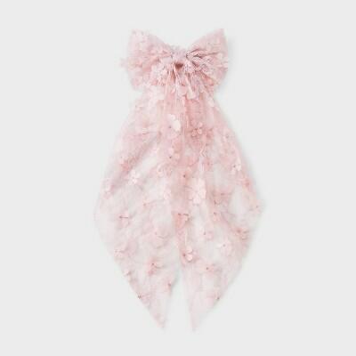 Wild Fable Floral Lace Bow Hair Barrette Pink Polyester Iron Clip by Deal US