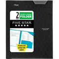 Five Star 2 Pocket Plastic Folder with Prongs Black by Deal US