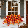 INXUGAO Artificial Fall Flowers 2PCS Faux Silk Orange Red Yellow UV Resistant by Deal US