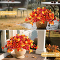 INXUGAO Artificial Fall Flowers 2PCS Faux Silk Orange Red Yellow UV Resistant by Deal US