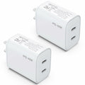 iGENJUN 2Pack 40W USB-C Dual Port Charger Adapter Fast Charging White by Deal US