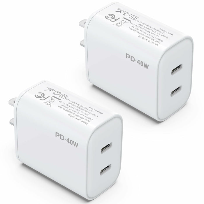 iGENJUN 2Pack 40W USB-C Dual Port Charger Adapter Fast Charging White by Deal US