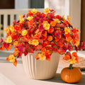 INXUGAO Artificial Fall Flowers 2PCS Faux Silk Orange Red Yellow UV Resistant by Deal US