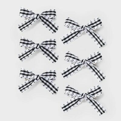 Wild Fable Gingham Bow Hair Clip Set 6pc Black White by Deal US