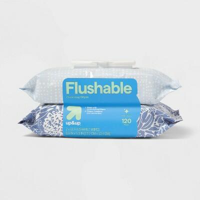 up&up Flushable Cleansing Wipes Fresh Scent 2pk 60ct Aloe Vitamin E by Deal US