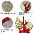 [Like New] Christmas Bow Hair Clips for Girls Red Gold Antler Design 2PCS by Deal US