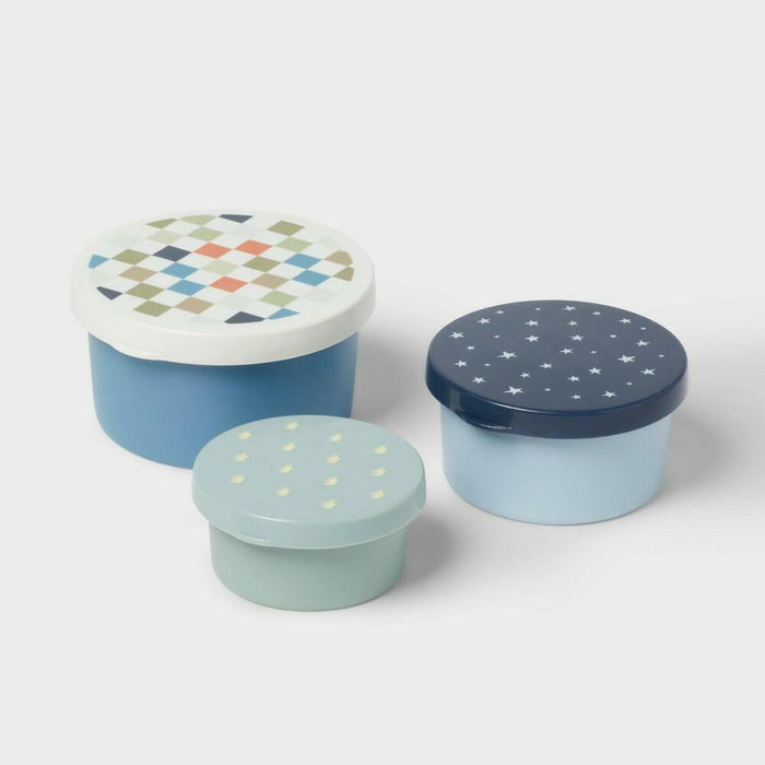 Pillowfort Kids 3pk Checkered Stainless Steel Snack Containers Portable by Deal US